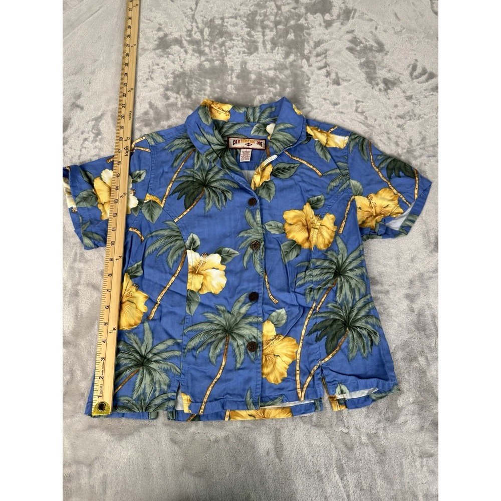 Caribbean Joe Men's Button Up Shirt Short Sleeve Rayon Blue Floral Size Large